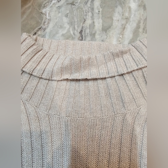 Croft & Barrow Ribbed Cotton Sweater Women’s XL Mock Neck Beige Long Sleeve - Picture 4 of 8